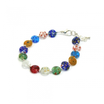 Delicate Multicoloured Floral Millifiori Bracelet Delicate Multicoloured Floral Millifiori Bracelet